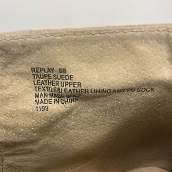 Steve Madden Tan Suede Boots Replay Heeled Ankle Size 8 Taupe Beige - Picture 4 of 8